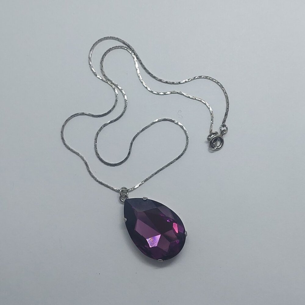 Genuine Swarovski Teardrop Amethyst CrystalPendant